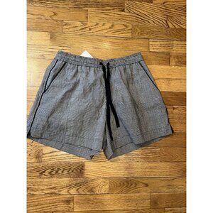 NWT Svilu Womens Size 6 Organic Cotton Drawstring Shorts Checker Gray MSRP $225